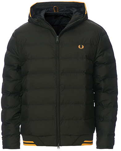 fred perry hooded insulated jacket hunting green