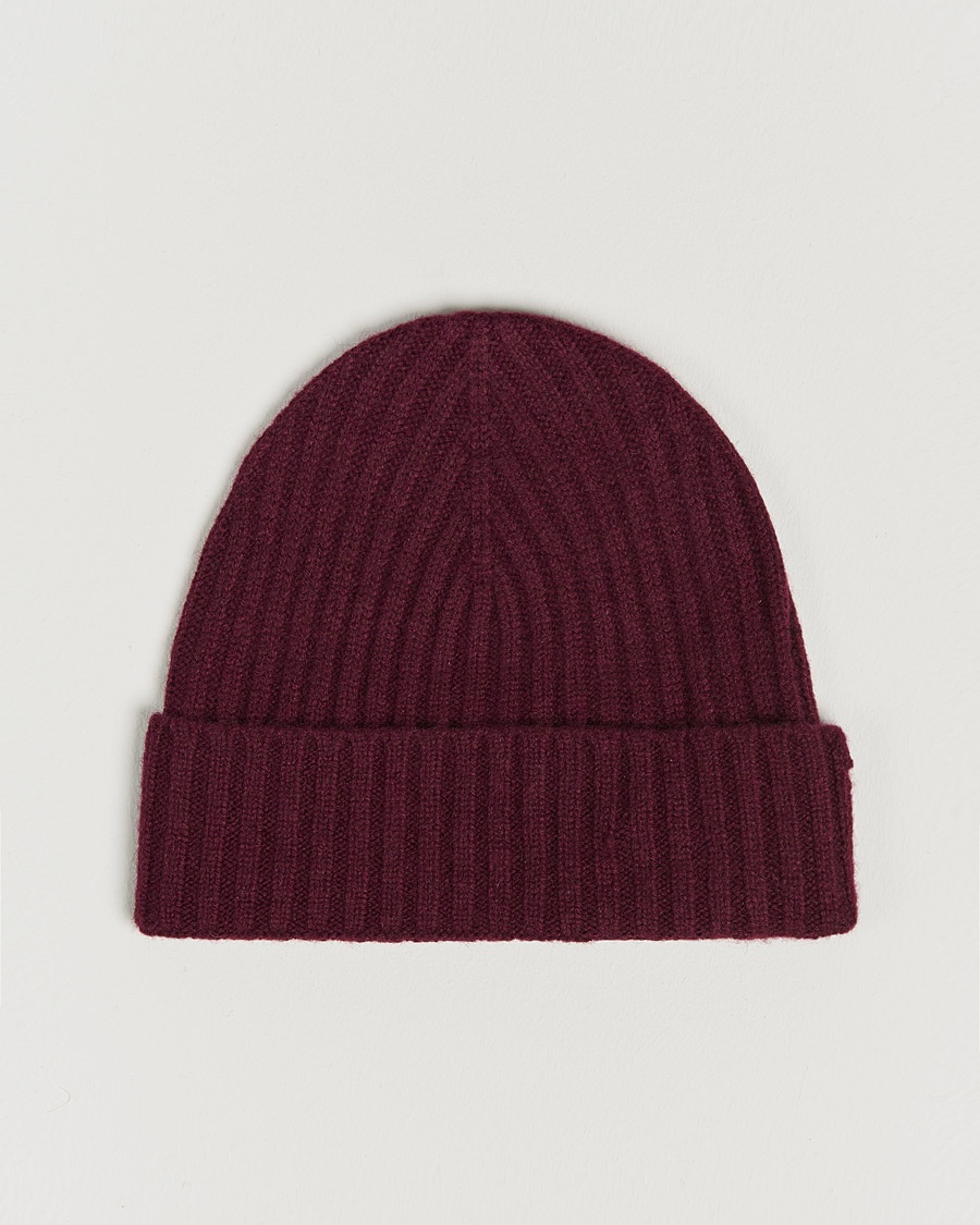 Amanda Christensen Rib Knitted Cashmere Cap Bordeaux – Rød