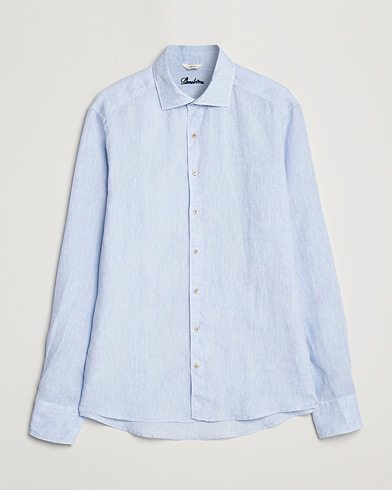  Slimline Cut Away Linen Shirt Light Blue