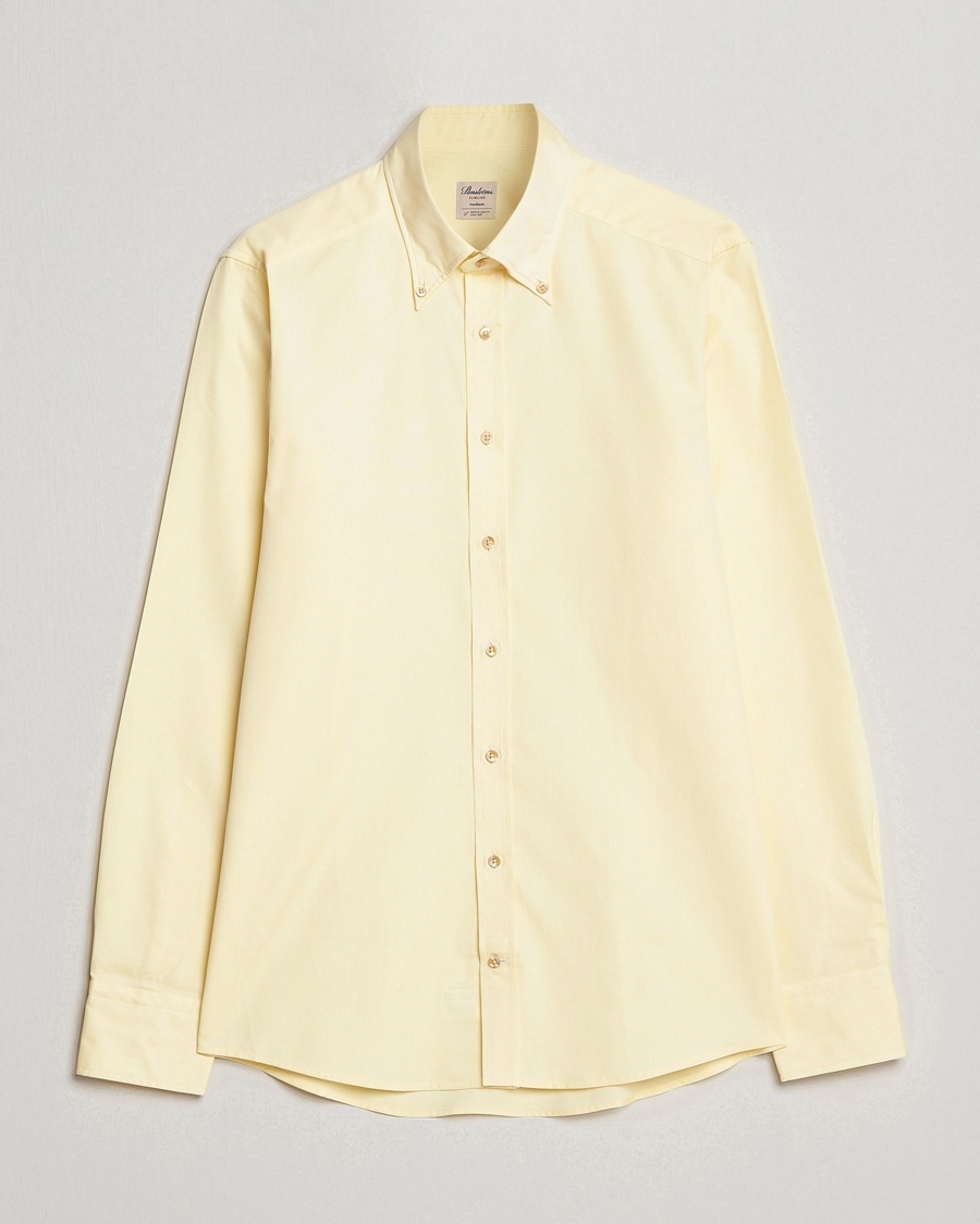 Stenströms Slimline Button Down Pinpoint Oxford Shirt Yellow – Gul