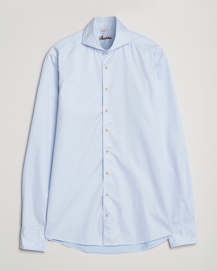 Herre |  | Stenströms | Slimline X-Long Sleeve Washed Cotton Shirt Light Blue