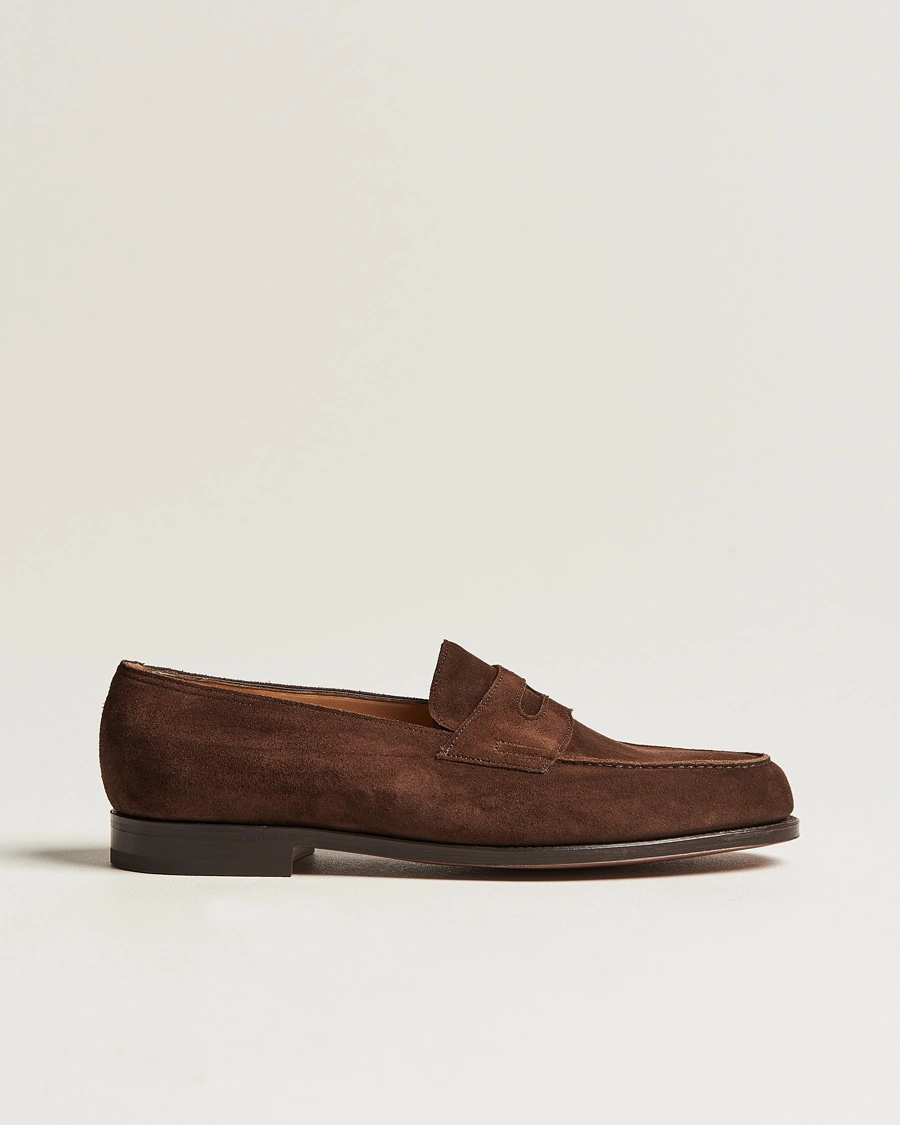 John Lobb Lopez Penny Loafer Dark Brown Suede – Brun