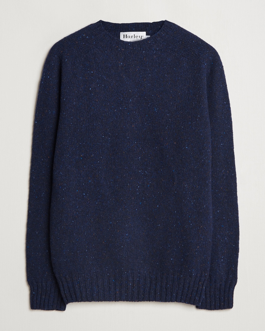 Harley Of Scotland Donegal Wool Crewneck Jura Blue – Blå