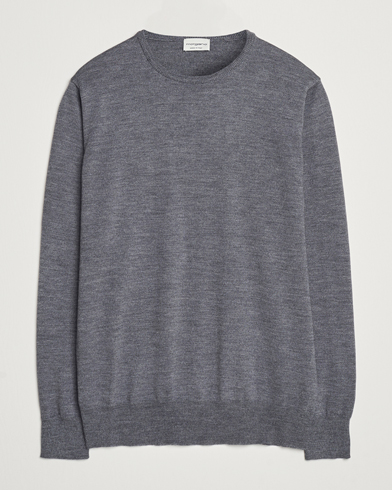 Morgano Extra Fine Merino Wool Crewneck Mid Grey