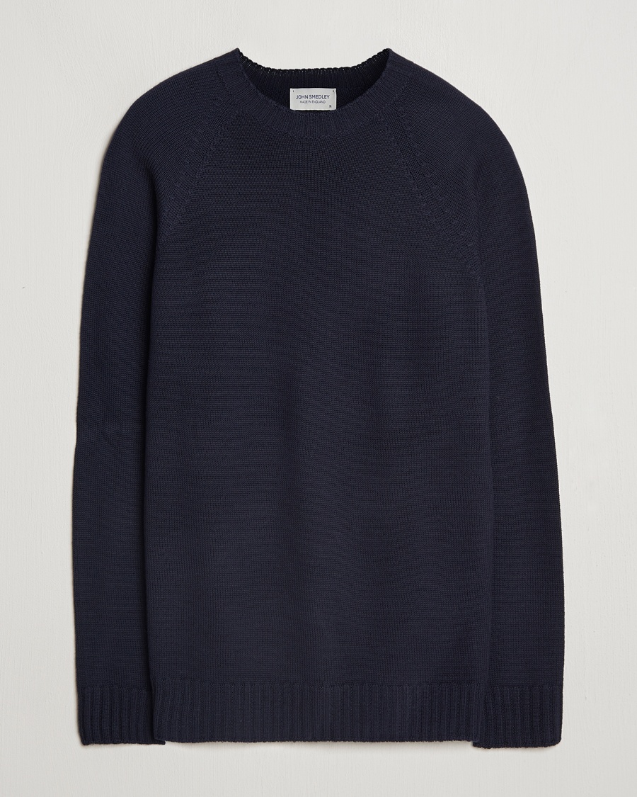 John Smedley Denver Extra Fine Merino Crew Neck Midnight – Blå