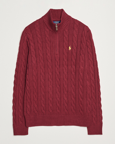  Cotton Cable Half Zip Red Carpet