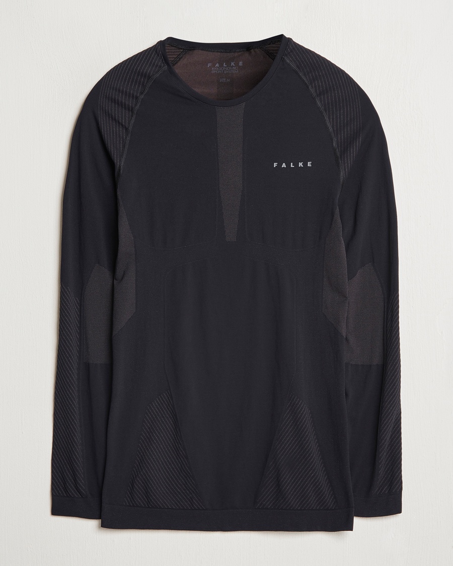 Herre | T-Shirts | Falke Sport | Long Sleeve Warm Shirt Black