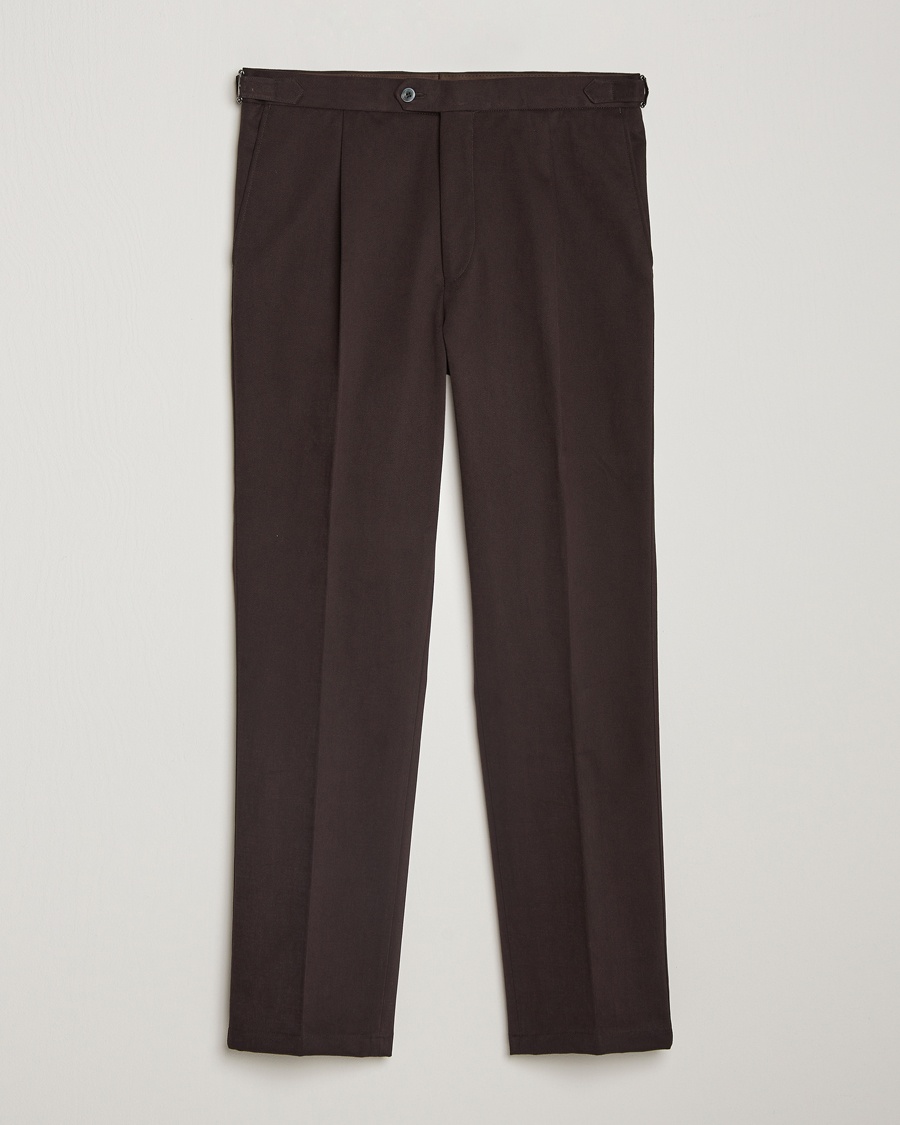 Oscar Jacobson Delon Brushed Cotton Trousers Brown – Brun