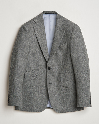  Edward Lambswool Herringbone Blazer Dark Grey