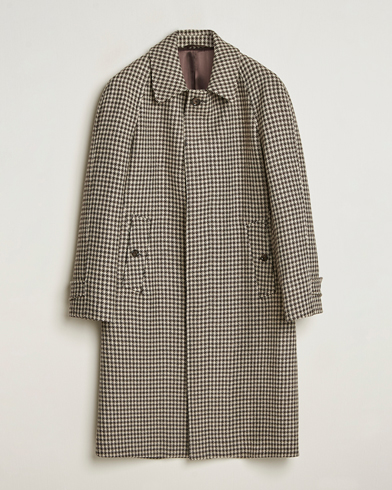  Houndstooth Wool/Cashmere Coat Brown