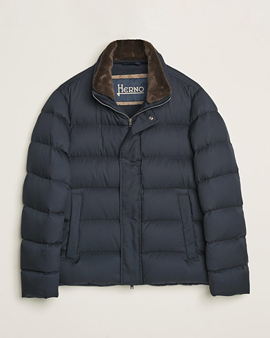  Faux Fur Down Jacket Navy