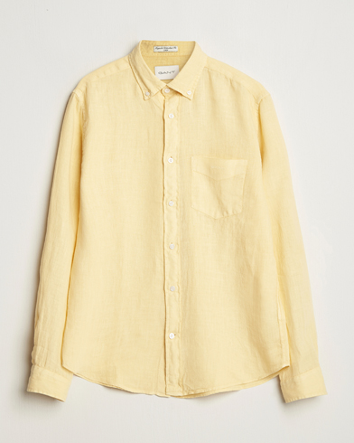  Regular Fit Garment Dyed Linen Shirt Dusty Yellow