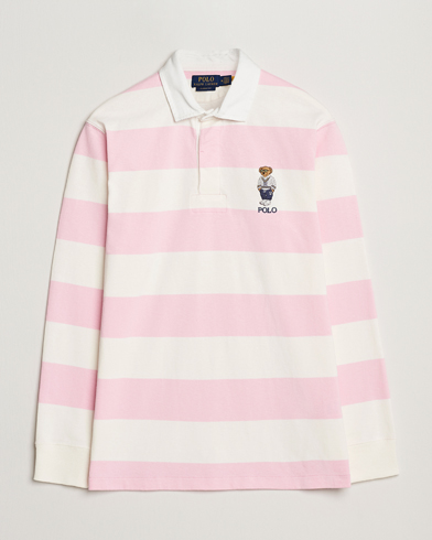  Striped Rugby Varsity Bear Pink/White