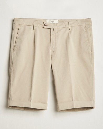  Pleated Cotton Shorts Taupe