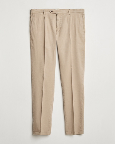  Pleated Linen Trousers Taupe