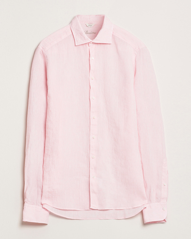  Slimline Cut Away Linen Shirt Soft Pink