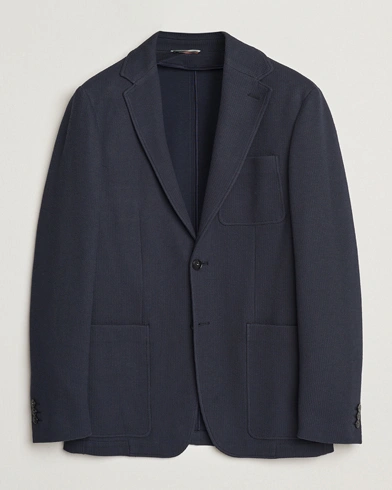  Cotton Blend Jersey Blazer Navy