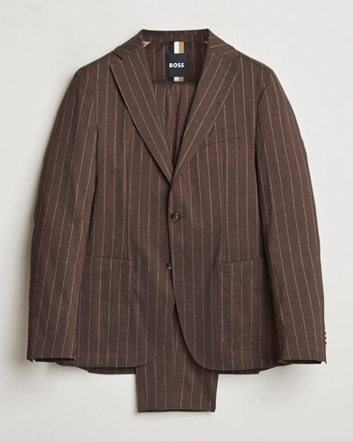  Hanry Wool Pinstriped Suit Dark Brown