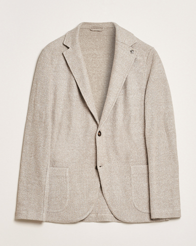  Linen/Cotton Knitted Blazer Beige Melange