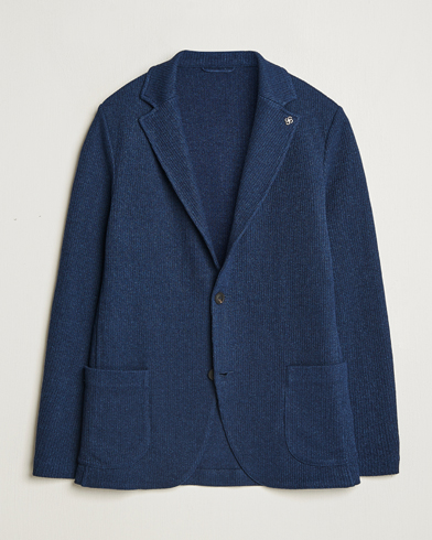  Linen/Cotton Knitted Blazer Navy Melange