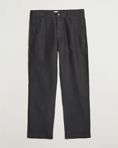 NN07 Aden Regular Fit Linen Chinos Black – Svart