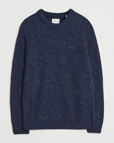 GANT Neps Wool Crew Neck Evening Blue – Blå