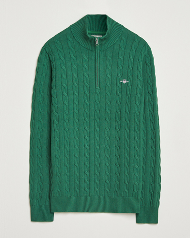 Gant Cotton Cable Half Zip Forest Green – Grønn
