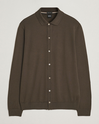 BOSS BLACK Helbert Wool Cardigan Open Green – Grønn