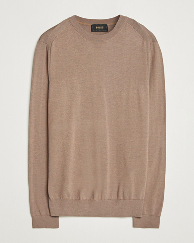 BOSS CAMEL Overo Wool/Cashmere Knitted Sweater Open Beige – Brun