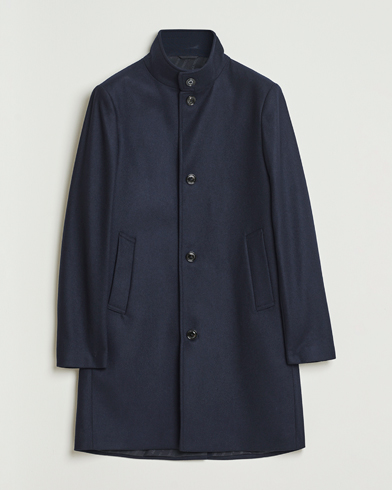 J.Lindeberg Jesse Stand Up Wool Melton Coat Navy – Blå