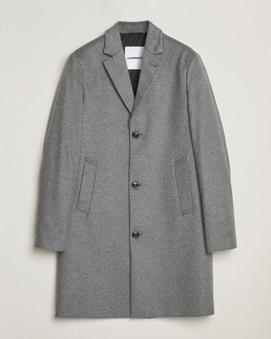 J.Lindeberg August Wool/Cashmere Melton Coat Dark Grey Melange – Grå