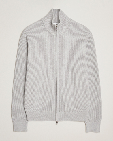J.Lindeberg Alexis Cotton Full Zip Light Grey Melange – Grå