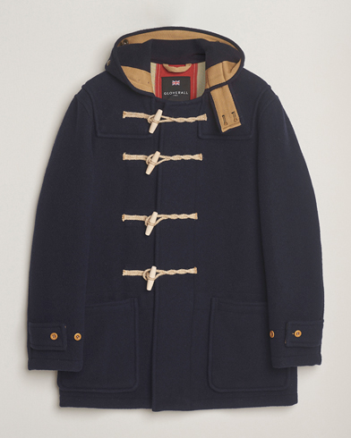 Gloverall Mid Length Monty Union Jack Duffle Coat Navy – Blå