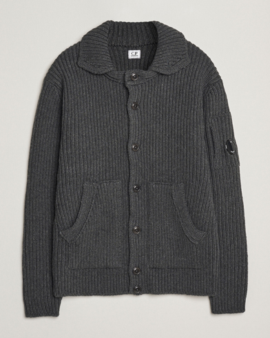 C.P. Company Heavy Lambswool Cardigan Dark Grey – Grå