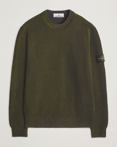 Stone Island Popcorn Stitch Spray Coloured Cotton Crewneck Green – Grønn