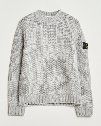 Stone Island Mixed Stiches Wool Knitted Crew Neck Pearl Grey – Grå