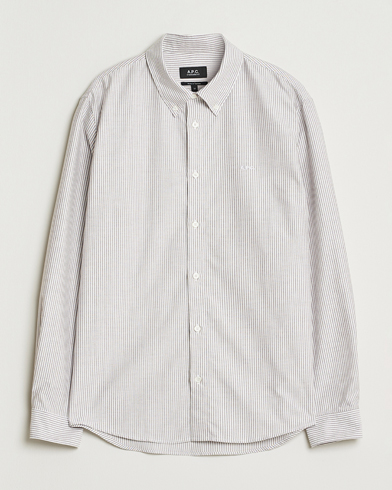 A.P.C. Greg Striped Oxford Shirt Burgundy/White – Hvit