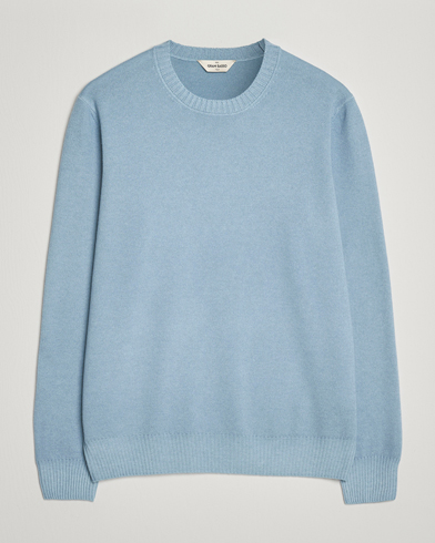 Gran Sasso Wool/Cashmere Washed Crew Neck Blue Melange – Blå