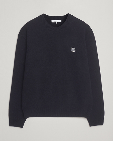 Maison Kitsuné Grey Fox Head Milano Lambswool Sweater Classic Navy – Blå