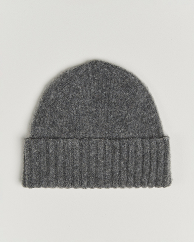 Robert Mackie Rona Ribbed Shaggy Lambswool Beanie Dark Grey – Grå