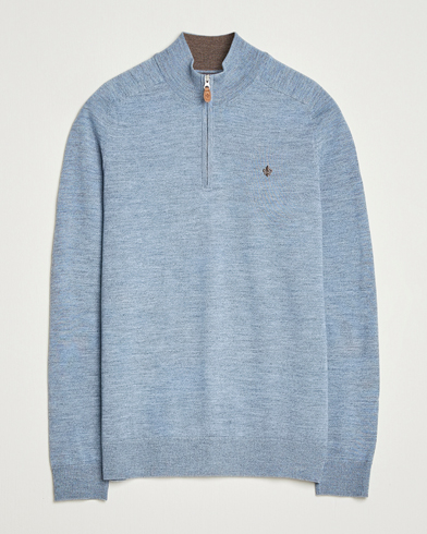 Morris John Merino Half Zip Light Blue – Blå