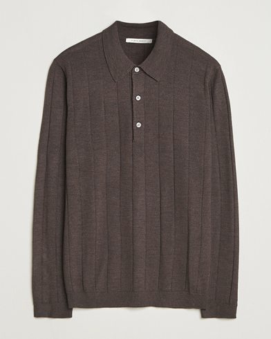 A Day's March Ambroz Structured Merino Polo Brown Melange – Brun
