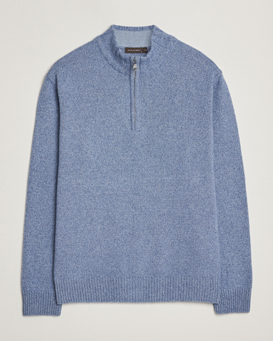 Oscar Jacobson Paul Wool/Cashmere Half-Zip Light Blue – Blå