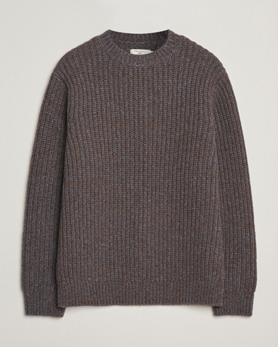 Nudie Jeans August Chunky Knitted Wool Sweater Brown – Brun