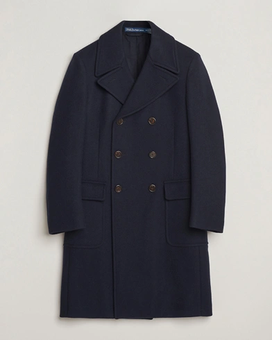 Polo Ralph Lauren Double Breasted Top Wool Coat Navy – Blå