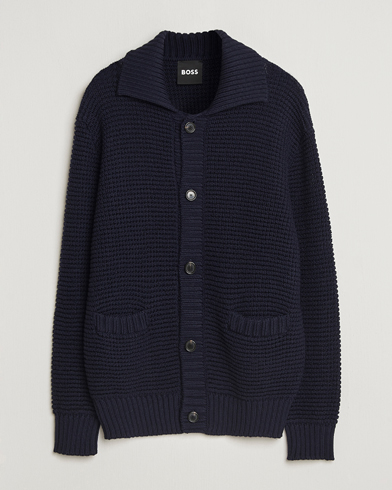 BOSS BLACK Ulivi Heavy Knitted Cardigan Dark Blue – Blå