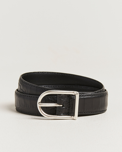 Anderson's Embossed 2,5cm Lether Belt Black – Svart