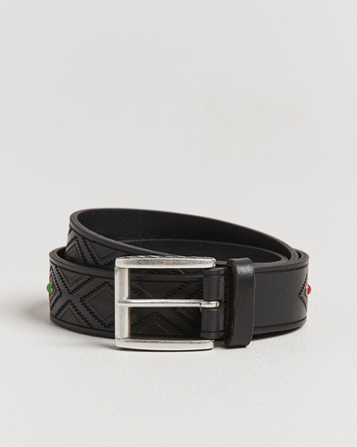 Anderson's Diamond Pattern Western 3,5cm Belt Black – Svart