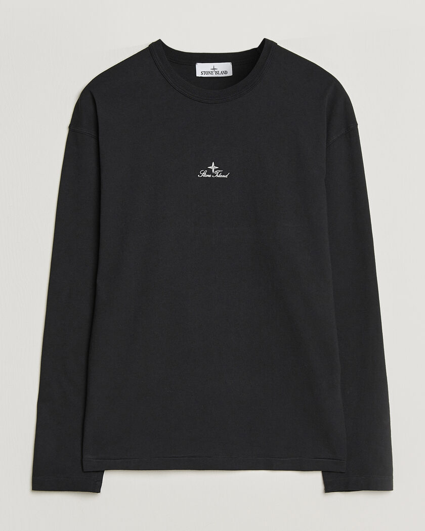Stone Island Organic Cotton Jersey Long Sleeve Logo T-Shirt Black – Svart