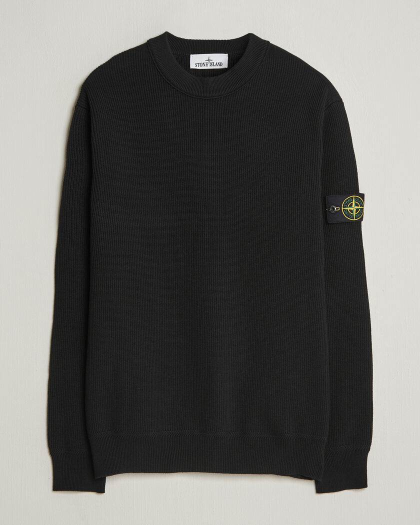 Stone Island Ribbed Soft Organic Cotton Crewneck Black – Svart